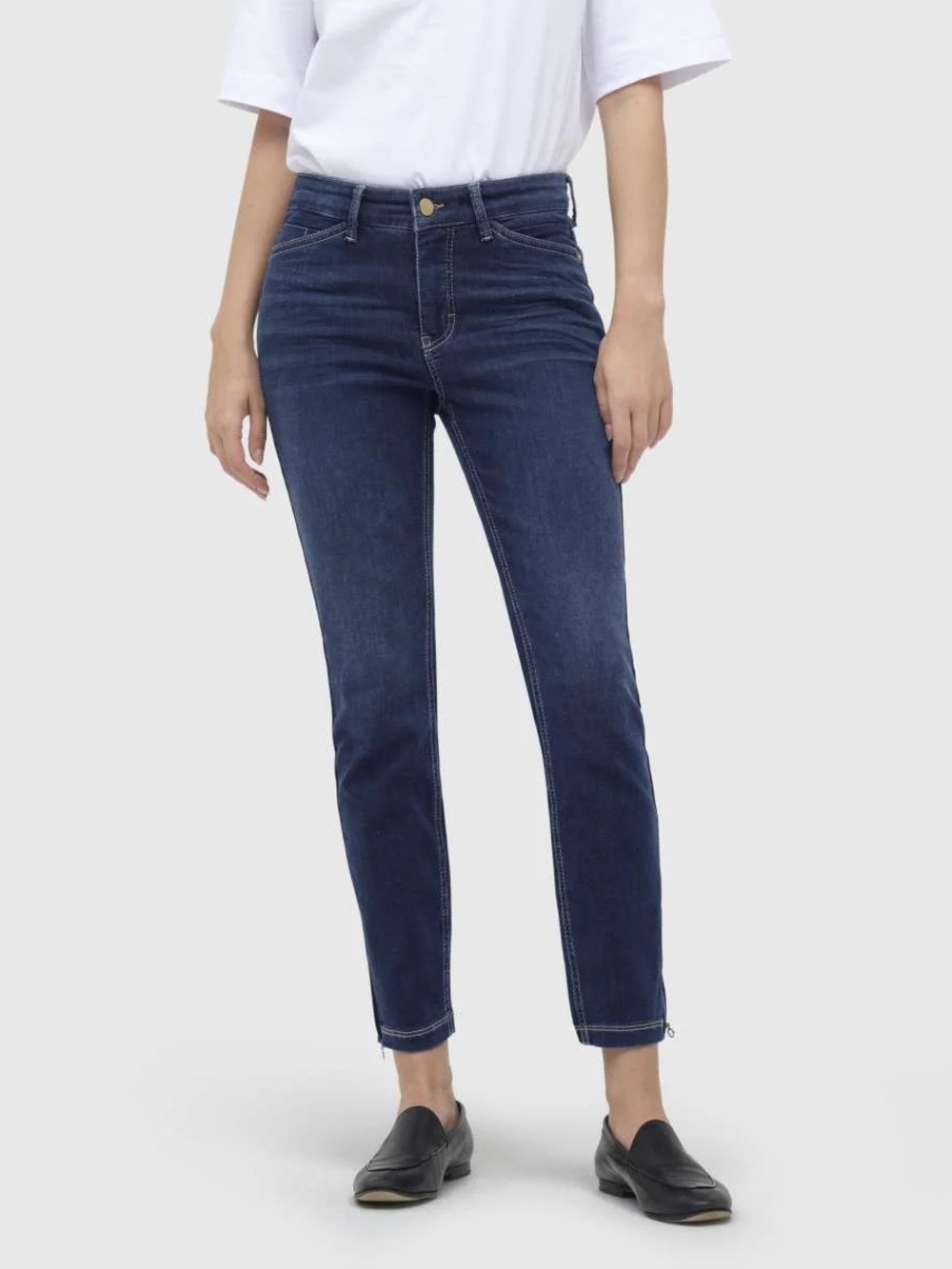 MAC Dream Chic Slim Leg Ankle Zip Jeans Med Blue Size US 4 EU 34 NWT